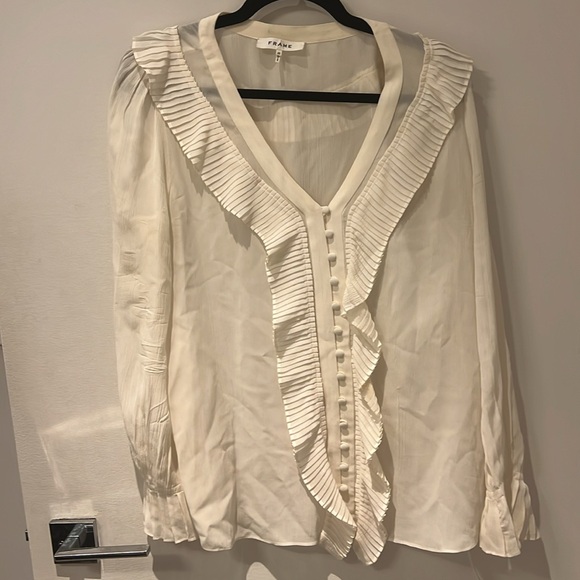 Off white Frame silk blouse with ruffles - Picture 6 of 7